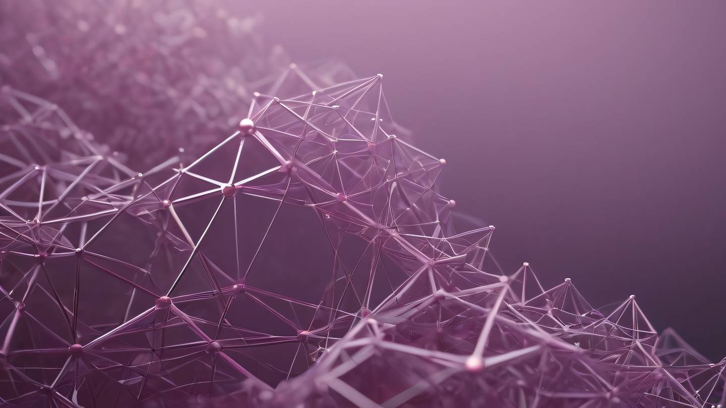 Geometric crystal structures forming a minimal network pattern in Plum and October mist colors high-quality ultra-realistic cinematic 8K UHD high resolution sharp and detail