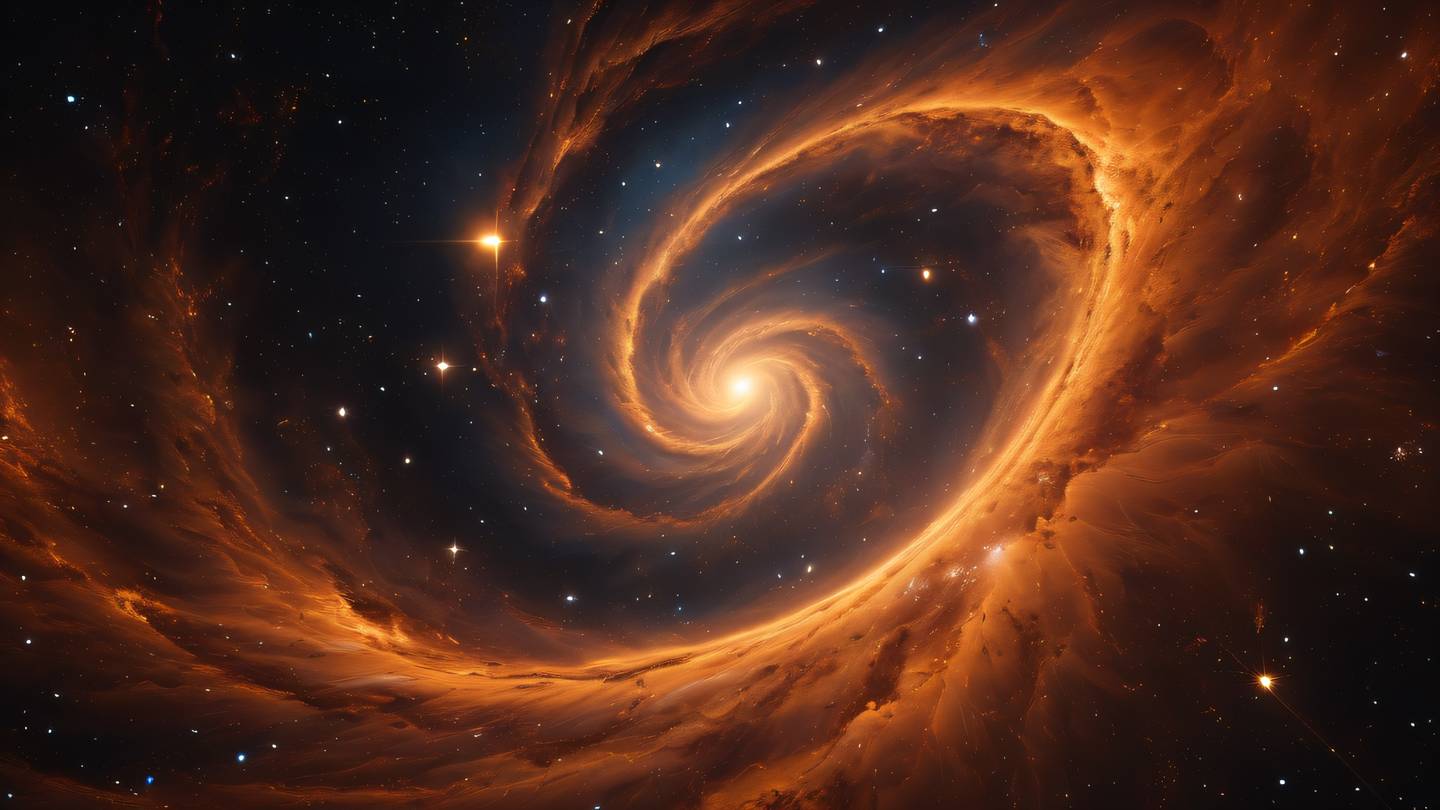 Abstract cosmic nebula with swirling patterns in orange and Black colors high-quality ultra-realistic cinematic 8K UHD high resolution sharp and detail